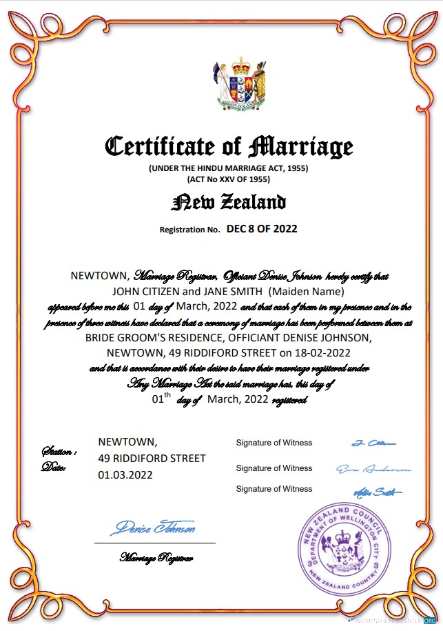 Download New Zealand marriage certificate Word and PDF template Photoshop template
